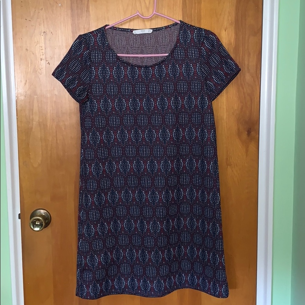 Mango Red and Blue Patterned Shirt Dress